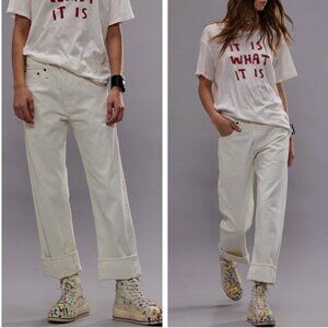 NWT R13 Cuffed X-boyfriend Jean - Bennett White Selvedge Casual